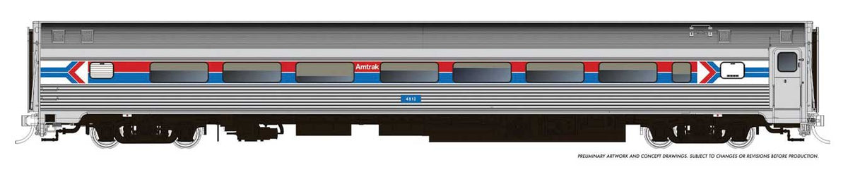 Budd Coach - Ready to Run -- Amtrak #4816 (Phase I, stainless, red, blue, white)