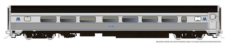 Budd Coach - Ready to Run -- Long Island #530 (MTA Scheme, stainless, black, blue M logo)
