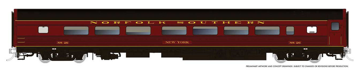 Budd Coach - Ready to Run -- Norfolk Southern #27 New York (maroon, black)