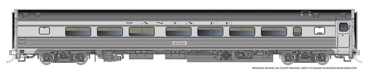 Budd Coach - Ready to Run -- Santa Fe #2816 (stainless)