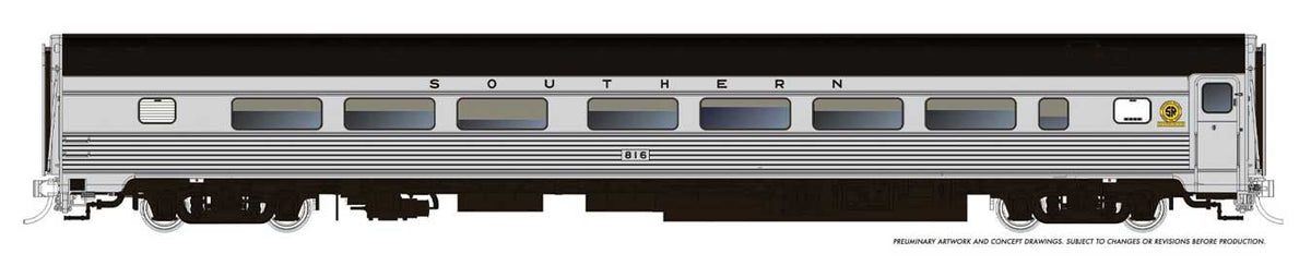 Budd Coach - Ready to Run -- Southern Railway #823 (Late Scheme, stainless, black)