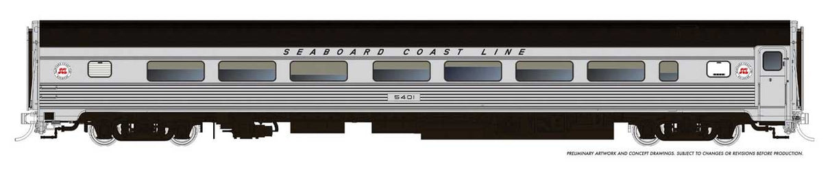 Budd Coach - Ready to Run -- Seaboard Coast Line #5403 (stainless, black)