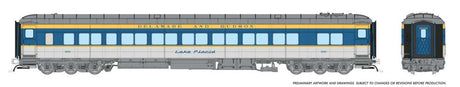 Canadian Car & Foundry Balloon-Top Coach - Ready to Run -- Delaware & Hudson #204 Lake George (gray, blue, yellow)