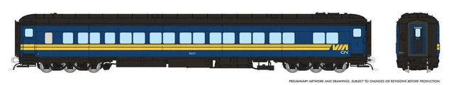 Canadian Car & Foundry Balloon-Top Coach - Ready to Run -- VIA Rail Canada-CN #5221 (blue, yellow, black)