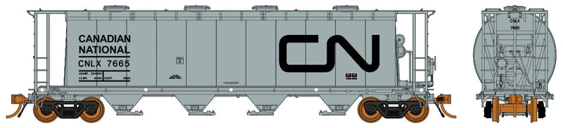 3800 Cu. Ft. Cylindrical Covered Hopper - Ready to Run -- Canadian National (gray, black, Large Logo)