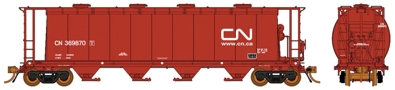 3800 Cu. Ft. Cylindrical Covered Hopper - Ready to Run -- Canadian National (Mineral Brown, white, Website Noodle Logo, Set #1 Number)