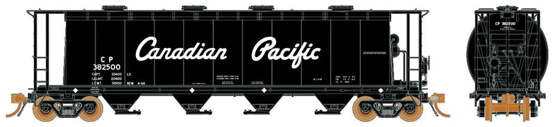 3800 Cu. Ft. Cylindrical Covered Hopper 6-Pack - Ready to Run -- Canadian Pacific Set #2 (black, Script Lettering)