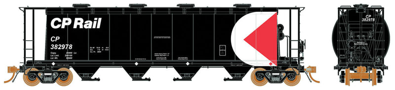 3800 Cu. Ft. Cylindrical Covered Hopper 6-Pack - Ready to Run -- Canadian Pacific Set #1 (black, red, white; Late Multimark Logo)