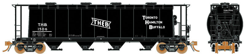 3800 Cu. Ft. Cylindrical Covered Hopper 6-Pack - Ready to Run -- Toronto, Hamilton & Buffalo Set #1 (black, Bowtie Logo)