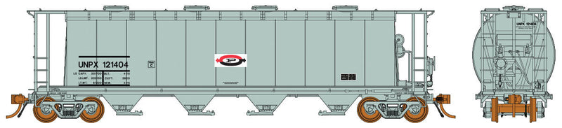 3800 Cu. Ft. Cylindrical Covered Hopper 6-Pack - Ready to Run -- Procor UNPX Set #1 (As-Delivered, gray, red, white, black Flying P Logo)