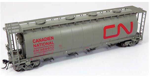 NSC 3800 Cylindrical Covered Hopper 6-Pack - Ready to Run -- Canadian National Set #3 (As-Delivered; gray, red; Large Noodle Logo)