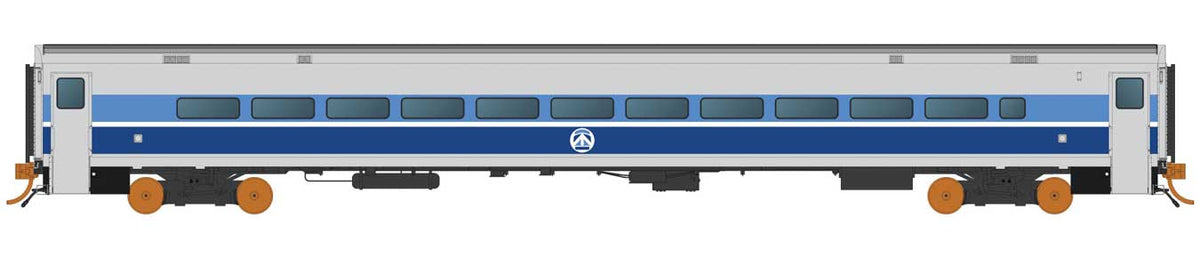 Comet Commuter Coach - Ready to Run -- AMT Montreal No Number (silver, blue)