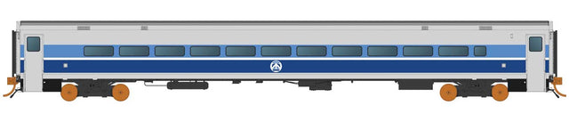 Comet Commuter Coach - Ready to Run -- AMT Montreal No Number (silver, blue)