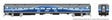 P-S Comet Commuter Coach - Ready to Run -- Montreal AMT #724 (Late; silver, blue)