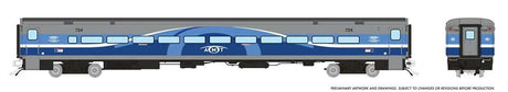 P-S Comet Commuter Coach - Ready to Run -- Montreal AMT #724 (Late; silver, blue)