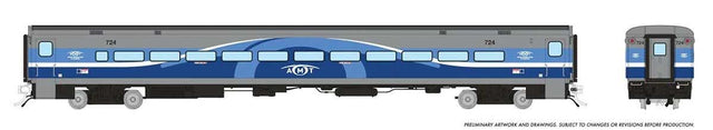 P-S Comet Commuter Coach - Ready to Run -- Montreal AMT #724 (Late; silver, blue)