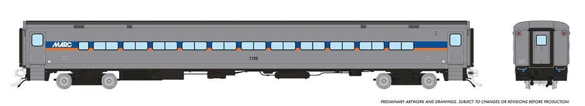 P-S Comet Commuter Coach - Ready to Run -- Maryland MARC #7725 (silver, blue, orange)