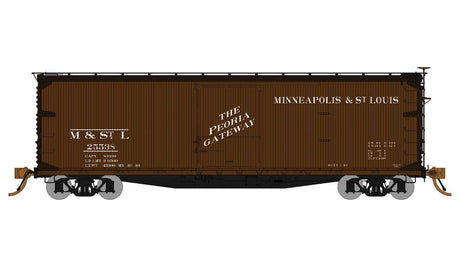 USRA 40' Double-Sheathed Wood Boxcar 4 Pack - Ready to Run -- Minneapolis & St Louis (Boxcar Red, black, Peoria Gateway Slogan)