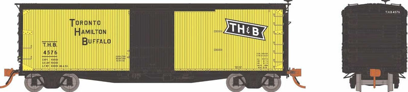 USRA 40' Double-Sheathed Wood Boxcar 2-Pack - Ready to Run -- Toronto, Hamilton & Buffalo Set #2 (yellow, black, Bowtie Logo)