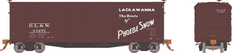 USRA 40' Double-Sheathed Wood Boxcar 6-Pack - Ready to Run -- Delaware, Lackawanna & Western Set #2 (Boxcar Red, white, Phoebe Snow Slogan