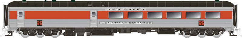 Pullman-Standard Fluted-Side 48-Seat Diner No Skirts - Ready to Run -- New Haven Myles Standish (McGinnis, stainless, vermillion, black)