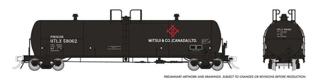 Procor GP20 20,000-Gallon Tank Car 6-Pack - Ready to Run -- Mitsui & Co. Canada UTLX (black, white, red)