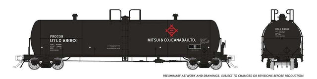 Procor GP20 20,000-Gallon Tank Car 6-Pack - Ready to Run -- Mitsui & Co. Canada UTLX (black, white, red)