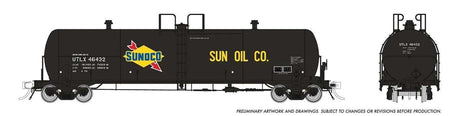 Procor GP20 20,000-Gallon Tank Car 6-Pack - Ready to Run -- Sunoco UTLX Set #2 (black, yellow, white, red, Sun Oil Co. Lettering)