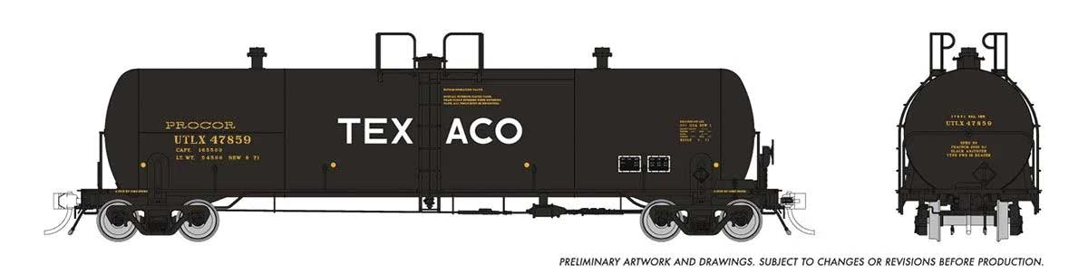 Procor GP20 20,000-Gallon Tank Car 6-Pack - Ready to Run -- Texaco UTLX (black, white)