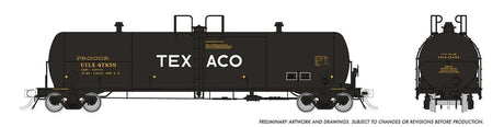 Procor GP20 20,000-Gallon Tank Car 6-Pack - Ready to Run -- Texaco UTLX (black, white)