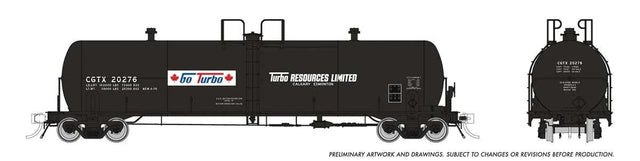 Procor GP20 20,000-Gallon Tank Car 6-Pack - Ready to Run -- Turbo Resources CGTX (black, white, red, blue, Go Turbo Logo)