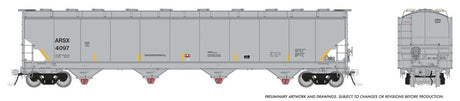 Trinity 6221 Cubic Foot Covered Hopper - Ready to Run -- Sunoco ARSX (gray, yellow conspicuity marks)