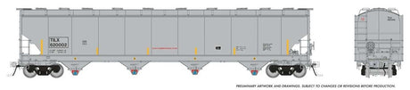 Trinity 6221 Cubic Foot Covered Hopper 6-Pack - Ready to Run -- Trinity Industries Leasing TILX (gray, yellow conspicuity marks)