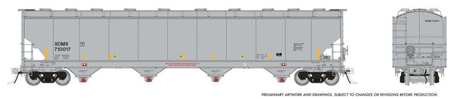 Trinity 6221 Cubic Foot Covered Hopper - Ready to Run -- Exxon-Mobil XOMX (gray, yellow conspicuity marks)