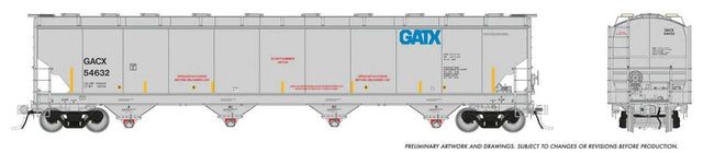 Trinity 6241 Cubic Foot Covered Hopper 6-Pack - Ready to Run -- General American Leasing GACX (gray, yellow conspicuity marks)