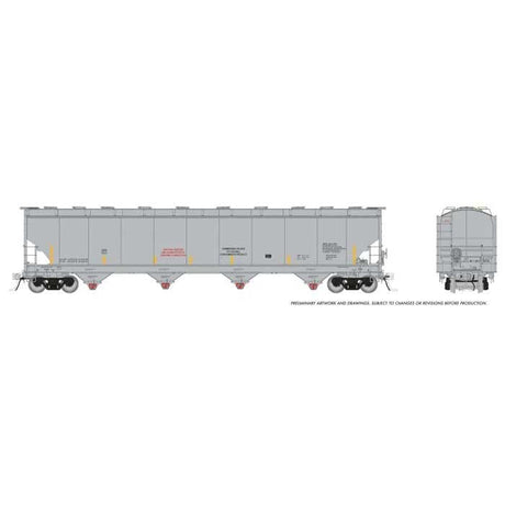 Trinity 6221 Cubic Foot Covered Hopper - Ready to Run -- Data Only (gray, yellow conspicuity marks)
