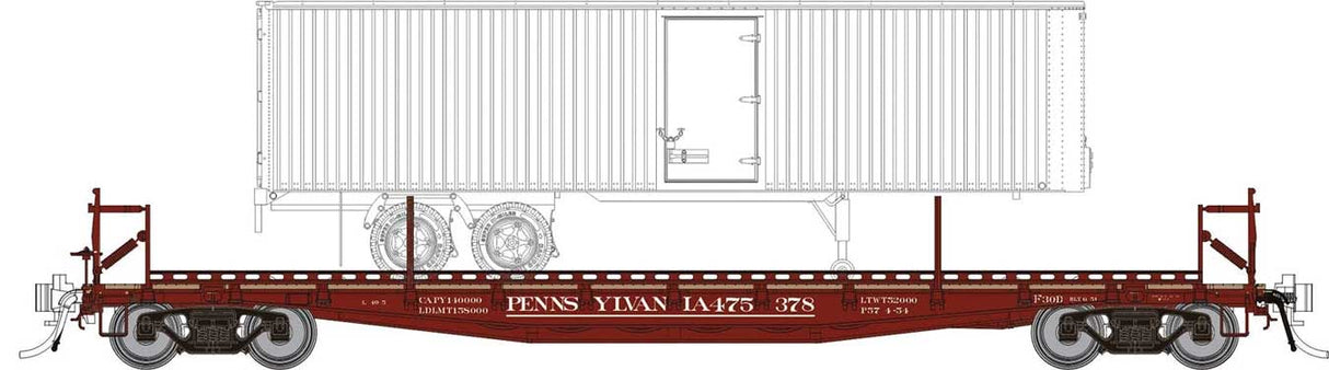 Class F30D 50' TOFC Flatcar w/Random Trailer - Ready to Run -- Pennsylvania Railroad (As-Delivered, Tuscan)