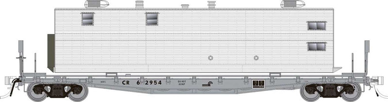 Class F30A 50' Flatcar w/Office, Kitchen, Diner Trailer 3-Pack - Ready to Ru -- Conrail #62204, 62893, 62954 (MOW Gray)-1