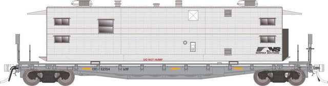 Class F30A 50' Flatcar w/Camp Trailer - Ready to Run -- Norfolk Southern #2 (MOW Gray)