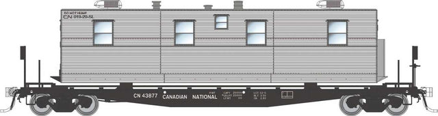 Class F30A 50' Flatcar w/Camp Trailer - Ready to Run -- Canadian National #1 (black)