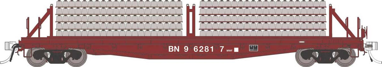 Class F30D 50' Concrete Tie Car w/Load - Ready to Run -- Burlington Northern #2 (brown)