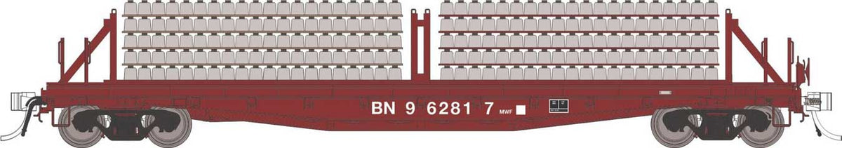 Class F30D 50' Concrete Tie Car w/Load 6-Pack - Ready to Run -- Burlington Northern Set #2 (brown)