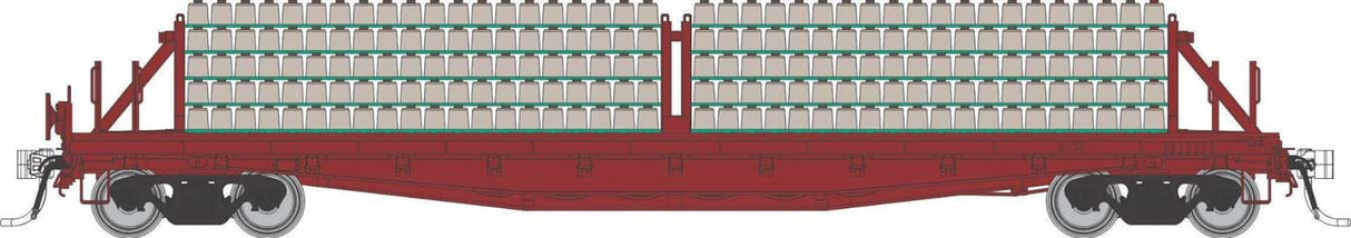 Class F30D 50' Concrete Tie Car w/Load 6-Pack - Ready to Run -- Painted, Unlettered (brown)