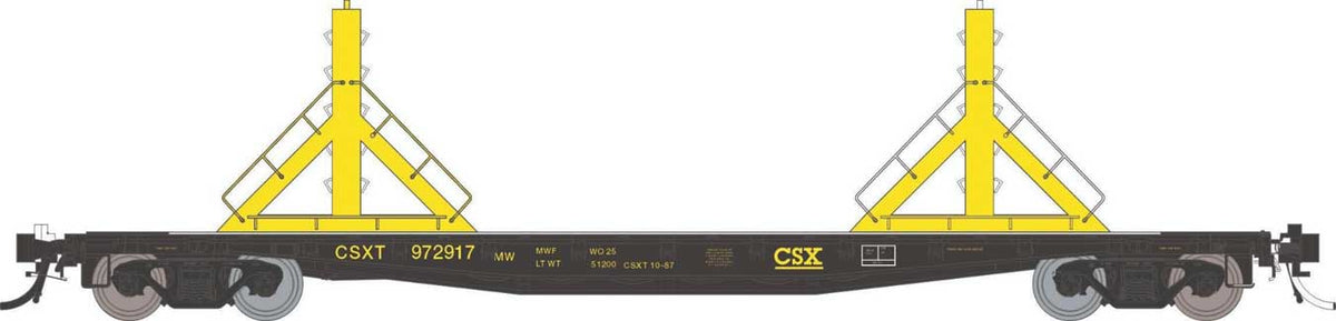 Class F30D 50' Welded Rail Car - Ready to Run -- CSX #1 (black, yellow)
