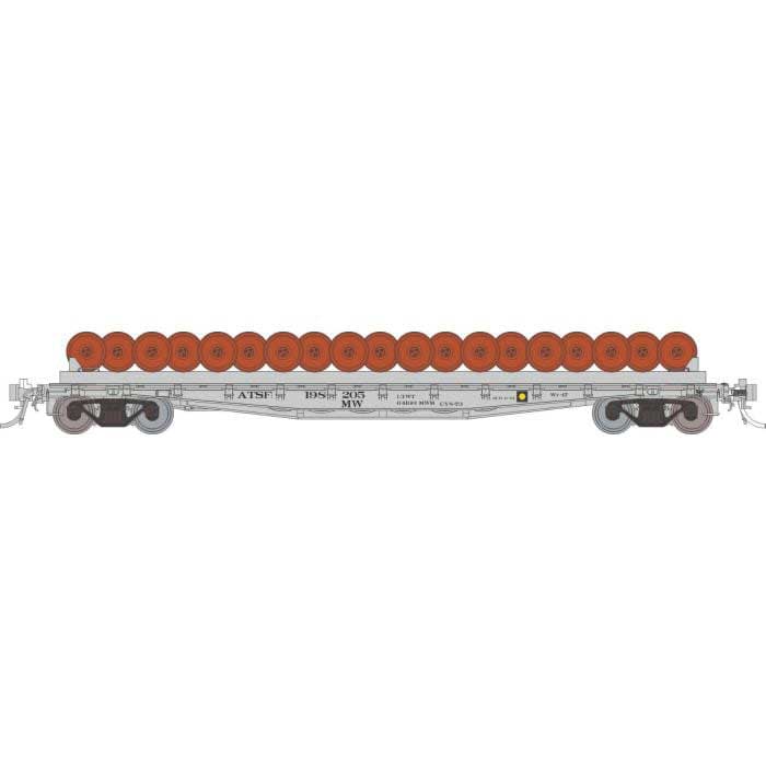 Class F30D 50' Wheel Flatcar - Ready to Run -- Santa Fe #1 (gray)