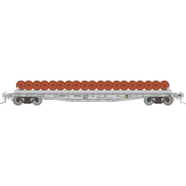 Class F30D 50' Wheel Flatcar - Ready to Run -- Santa Fe #1 (gray)