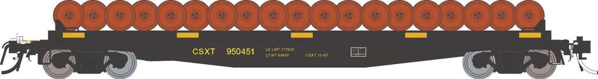 Class F30D 50' Wheel Flatcar - Ready to Run -- CSX #1 (black, yellow)