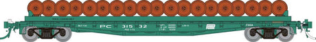 Class F30D 50' Wheel Flatcar 3-Pack - Ready to Run -- Penn Central Set #1 (Jade Green, white)
