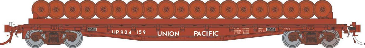 Class F30D 50' Wheel Flatcar 3-Pack - Ready to Run -- Union Pacific Set #1 (Boxcar Red)