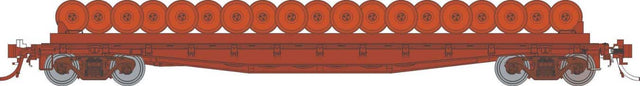 Class F30D 50' Wheel Flatcar - Ready to Run -- Painted, Unlettered (Boxcar Red)